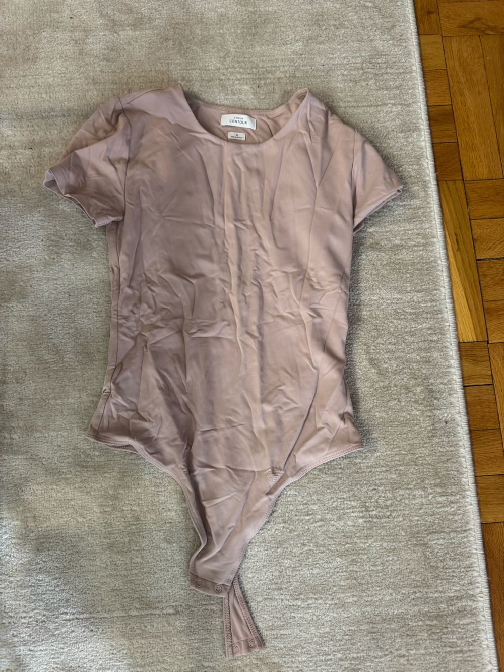 Babaton Light Pink Countour Short Sleeve Bodysuit